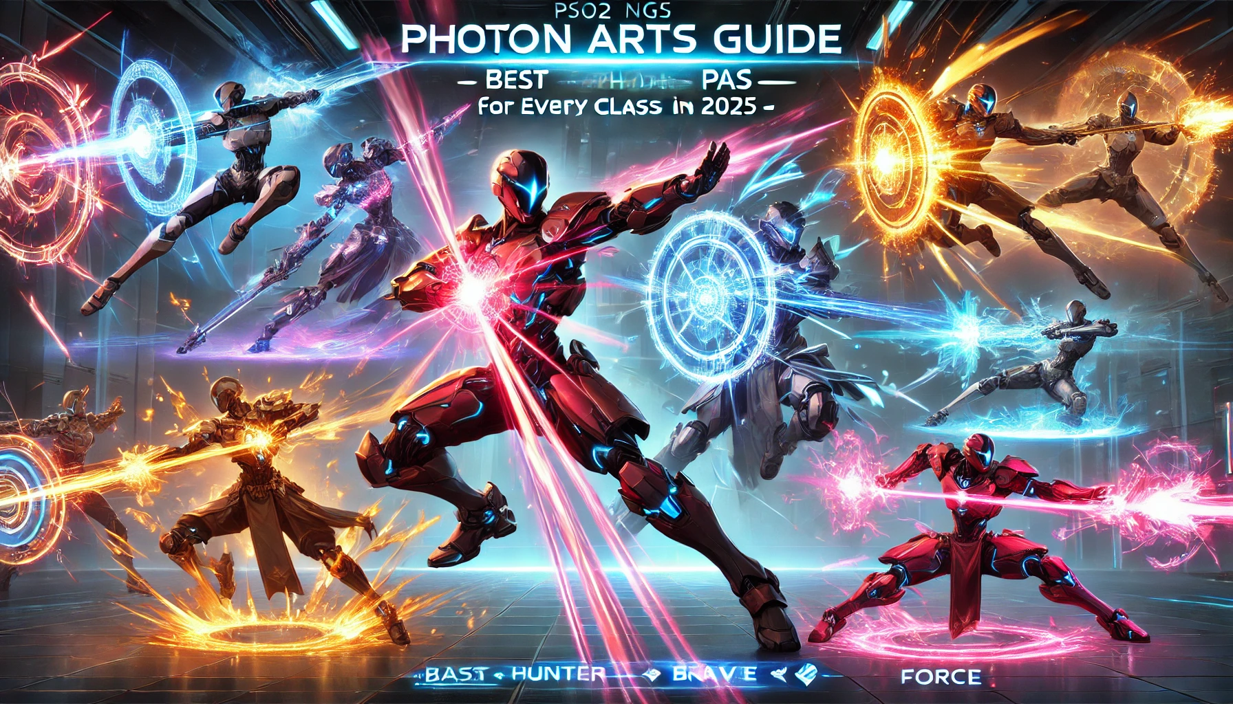 PSO2 NGS Photon Arts guide 2025, best PAs PSO2 New Genesis, PA palette tips NGS, Tech Arts Customization PSO2, Hunter Fighter Braver Slayer PAs, PSO2 NGS mobbing vs bossing PAs