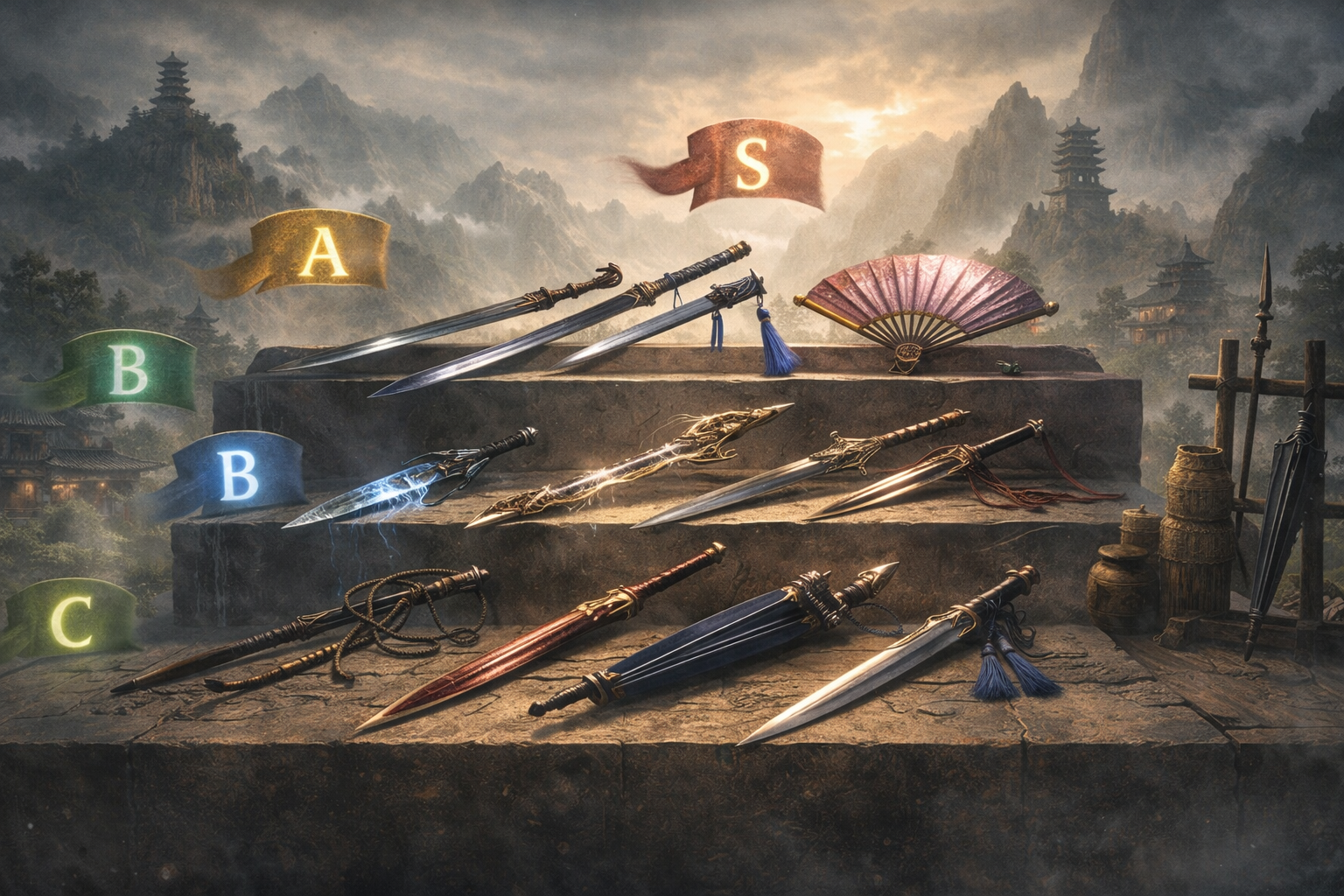Where Winds Meet weapons tier list, best weapon in Where Winds Meet, Where Winds Meet best weapon combo, Where Winds Meet weapon types, Where Winds Meet Panacea Fan, Where Winds Meet Nameless Sword