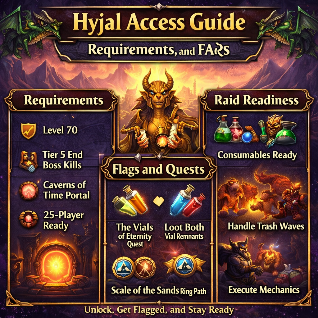 Hyjal access guide, Hyjal Summit requirements, Battle for Mount Hyjal entrance, Caverns of Time Hyjal portal, Hyjal attunement