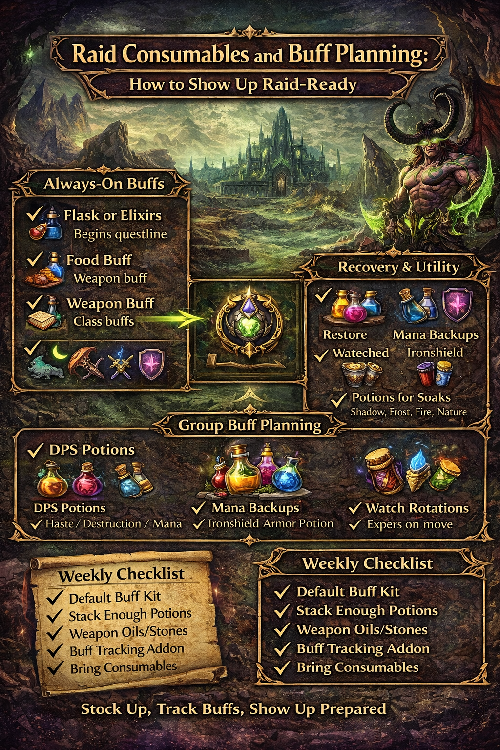 raid consumables tbc, tbc raid buffs, buff planning tbc, raid ready checklist, flask vs elixir tbc, haste potion tbc