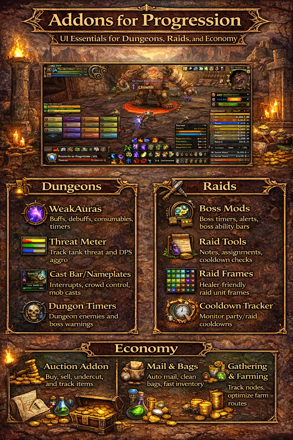 TBC Classic addons, best addons TBC, progression UI TBC, dungeon addons TBC, raid addons TBC, economy addons TBC, WeakAuras TBC