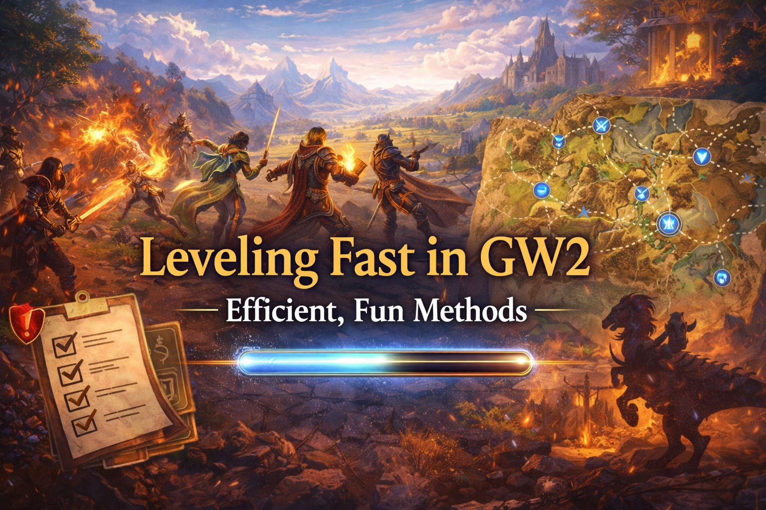 leveling fast gw2, gw2 leveling guide 2025, fastest way to level 80 gw2, gw2 xp farm, gw2 character adventure guide, gw2 dailies leveling, gw2 events leveling