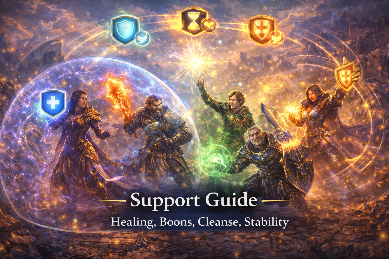 GW2 support guide, GW2 healer guide 2025, heal quickness, heal alacrity, boon support GW2, boon DPS GW2, quickness uptime