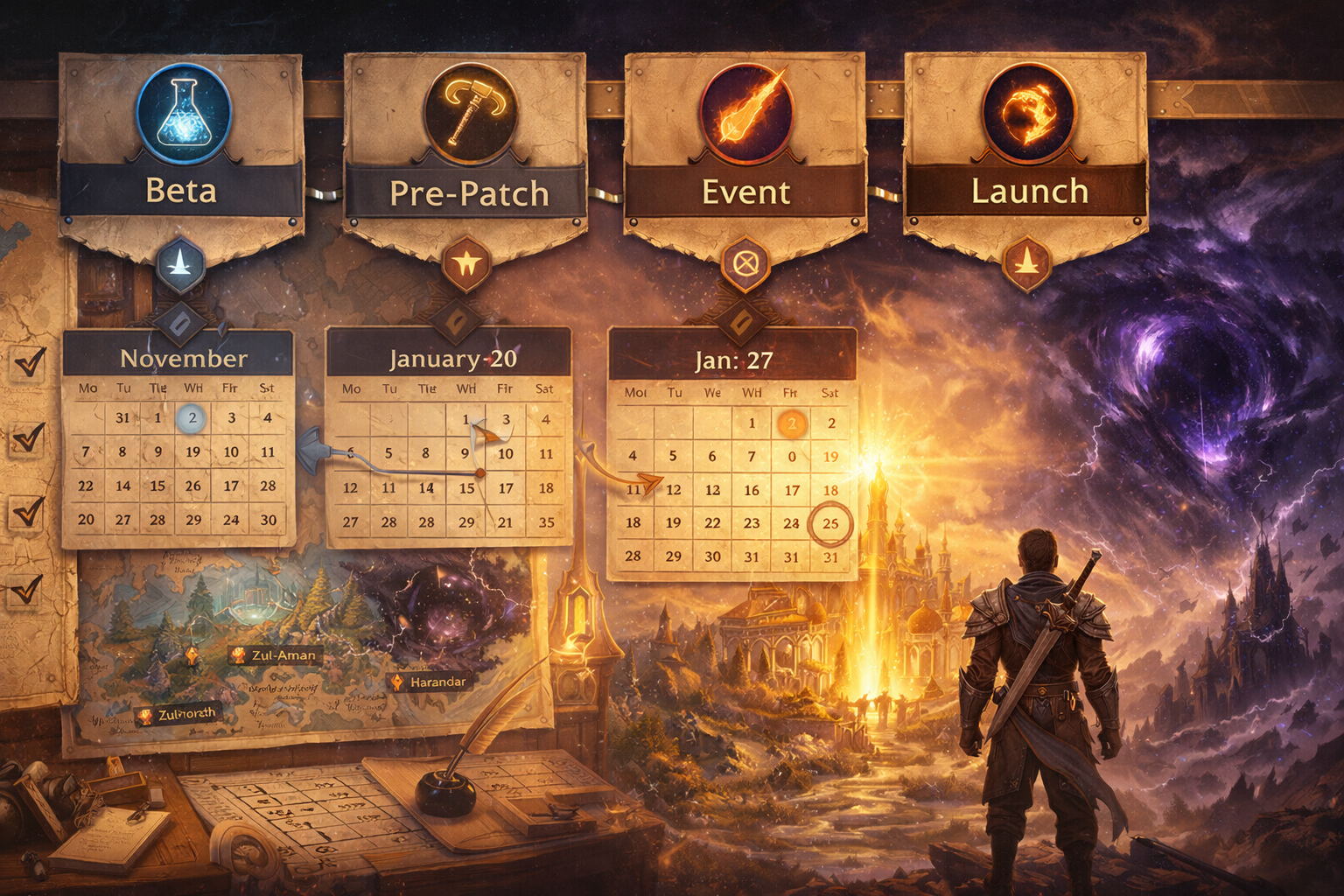 wow midnight roadmap, wow midnight beta, midnight beta november 11 2025, wow midnight pre patch january 20 2026, midnight pre expansion event january 27 2026