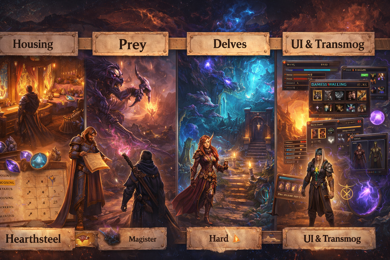 wow midnight features, wow midnight housing, housing neighborhoods founders point razorwind shores, wow housing basic mode advanced mode, midnight endeavors monthly