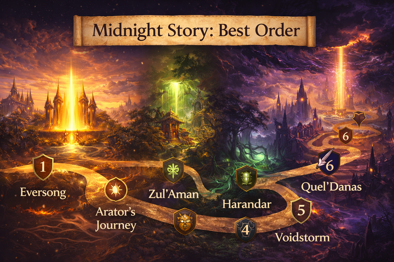 WoW Midnight story order, best order Midnight story, how to experience Midnight campaign, Silvermoon hub Midnight, Choose Your Path Midnight, Eversong Woods campaign order