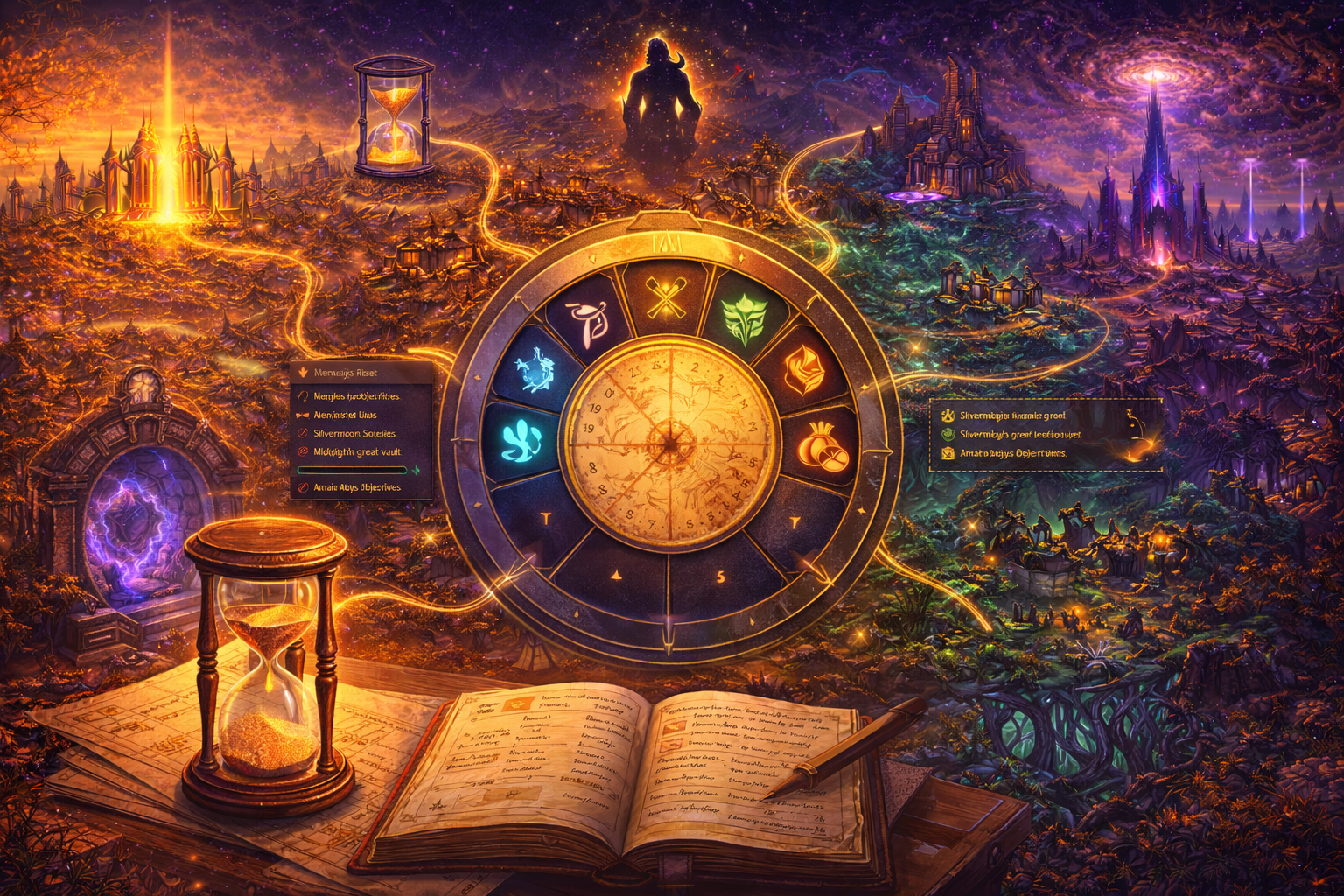 WoW Midnight events calendar, Midnight reset priorities, weekly reset checklist Midnight, daily reset routine Midnight, Journeys tab Midnight, Great Vault outdoor slot Midnight, Delves weekly Midnight