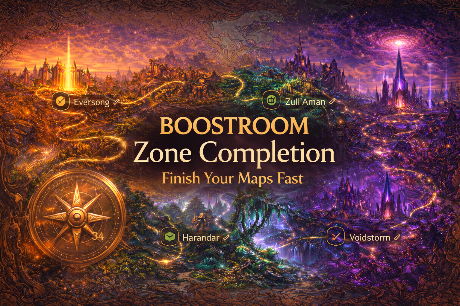 BoostRoom zone completion service, WoW Midnight map completion, Midnight zone completion, finish maps fast Midnight, explore Eversong Woods Midnight, explore Zul’Aman Midnight