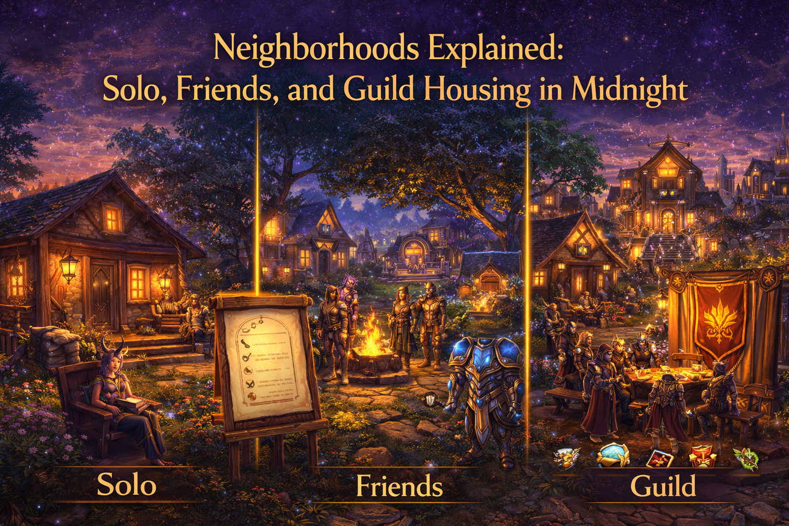 WoW Midnight housing, Midnight neighborhoods, player housing neighborhoods, public neighborhood WoW, private neighborhood WoW, charter neighborhood, guild neighborhood
