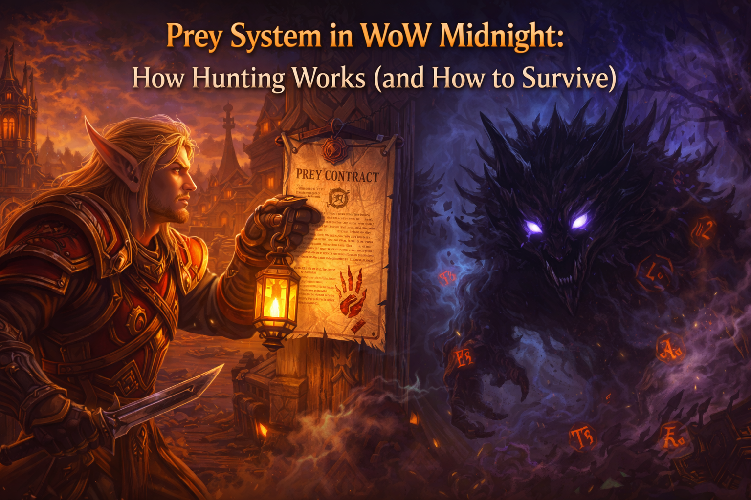 WoW Midnight Prey system, Prey hunting guide, how Prey works Midnight, Magister Astalor Bloodsworn, Murder Row Silvermoon, Prey contracts, Prey torments, Normal Hard Nightmare Prey