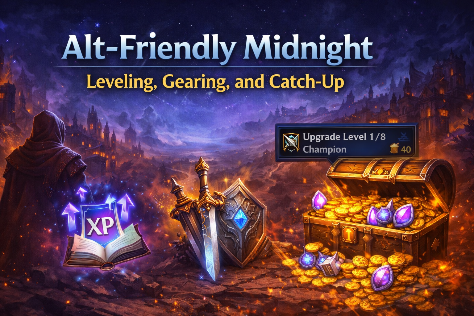 WoW Midnight alt friendly, Midnight leveling alts, Midnight gearing catch up, Warbands WoW, Twilight Ascension event