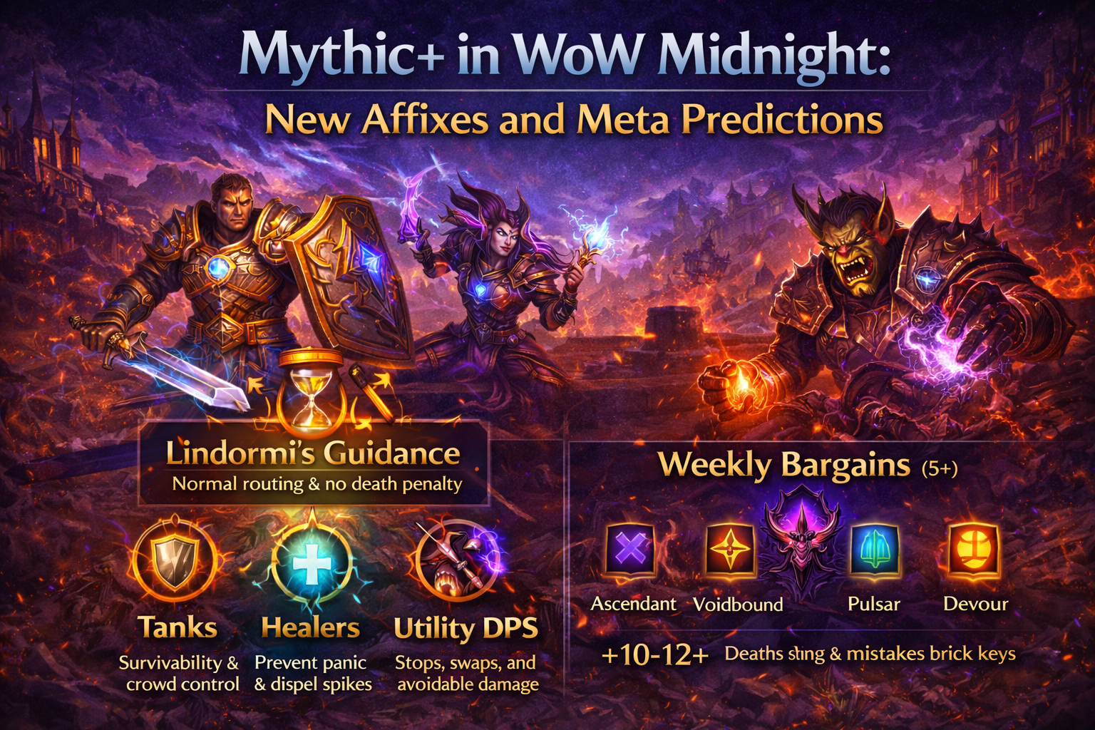 WoW Midnight Mythic+, Midnight Mythic+ affixes, Lindormi’s Guidance, Temporal Sands affix, Mythic+ routing affix, Xal’atath’s Bargain Ascendant, Xal’atath’s Bargain Voidbound, Xal’atath’s Bargain Puls