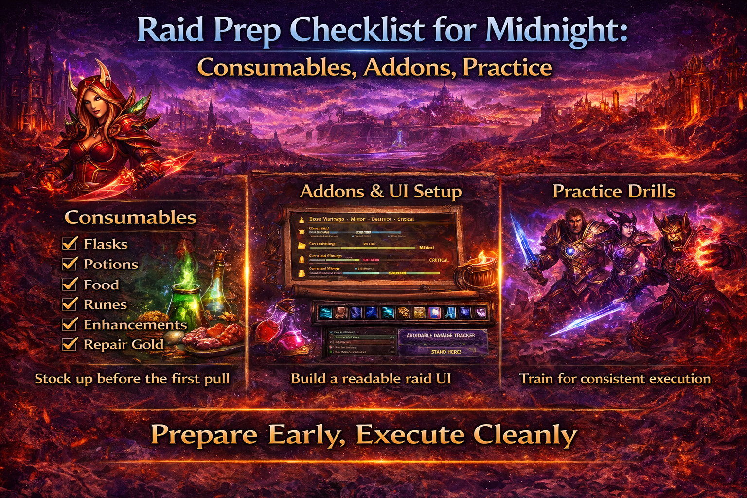 WoW Midnight raid prep checklist, Midnight raid consumables, Midnight raid addons, Midnight UI setup raids, Boss Warnings timeline raids, Boss Text Alerts Midnight, Cooldown Manager alerts Midnight WoW Midnight raid prep checklist, Midnight raid consumables, Midnight raid addons, Midnight UI setup raids, Boss Warnings timeline raids, Boss Text Alerts Midnight, Cooldown Manager alerts Midnight